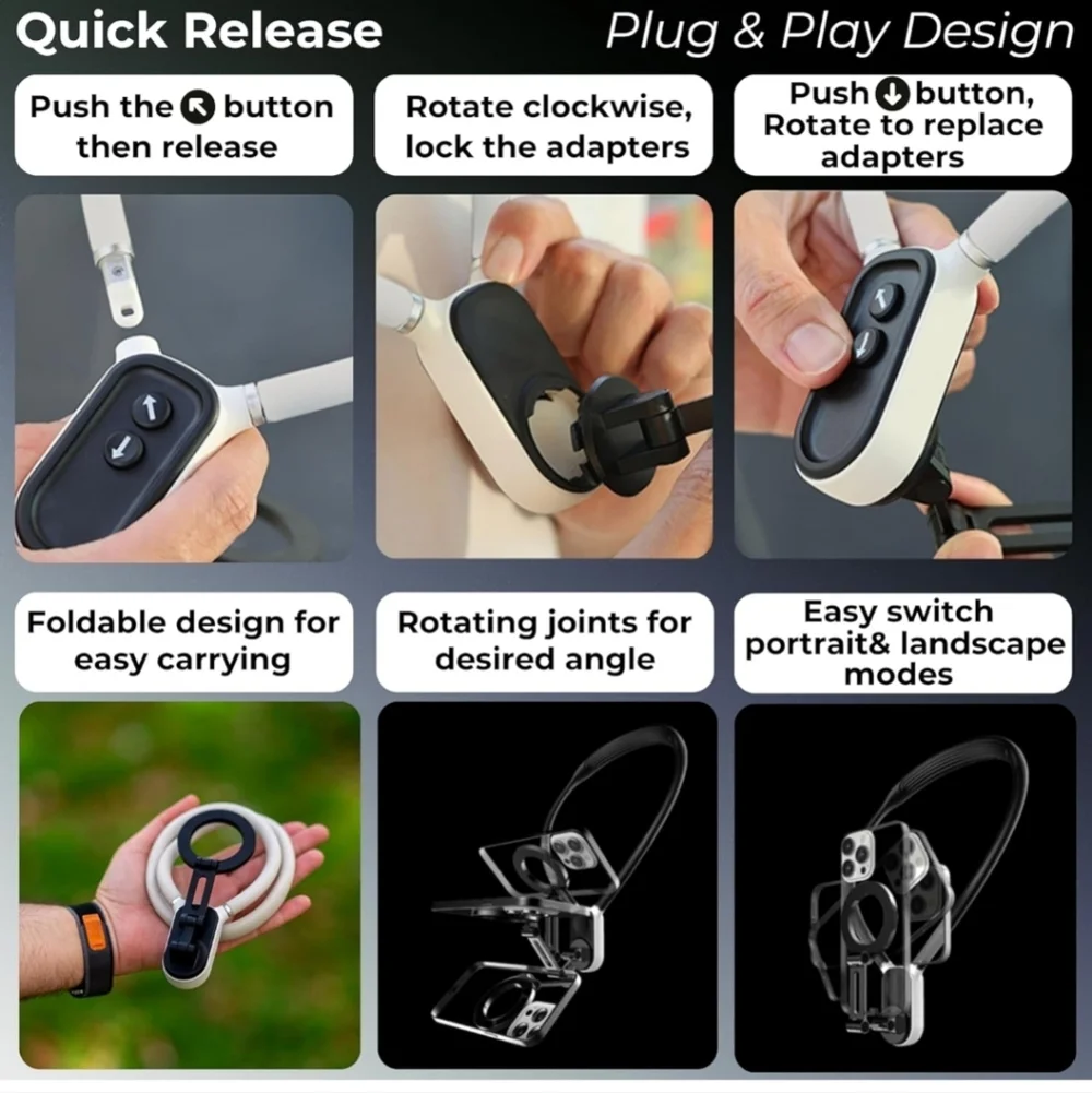 3in1 Magnetic Neck Phone Holder